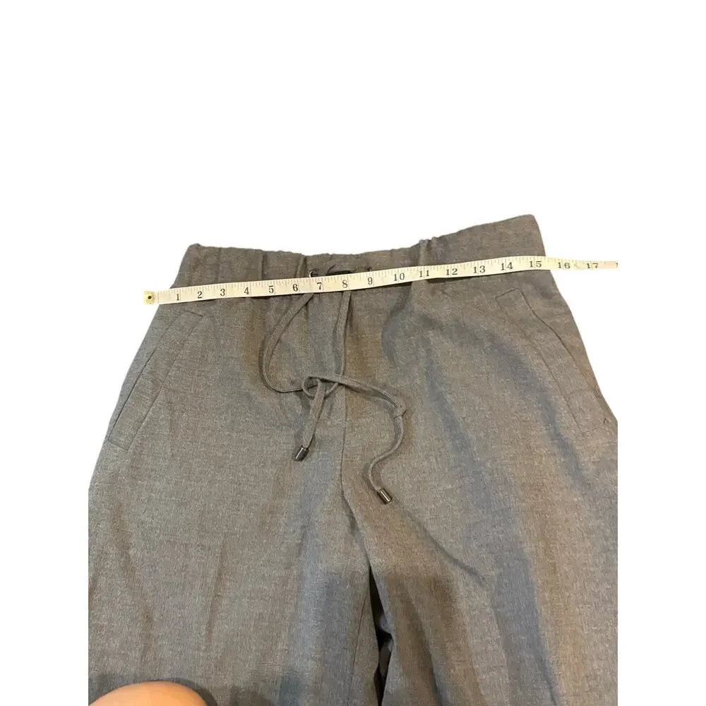 Zara Gray Linen Blend Drawstring Pants Size Medium Relaxed Casual